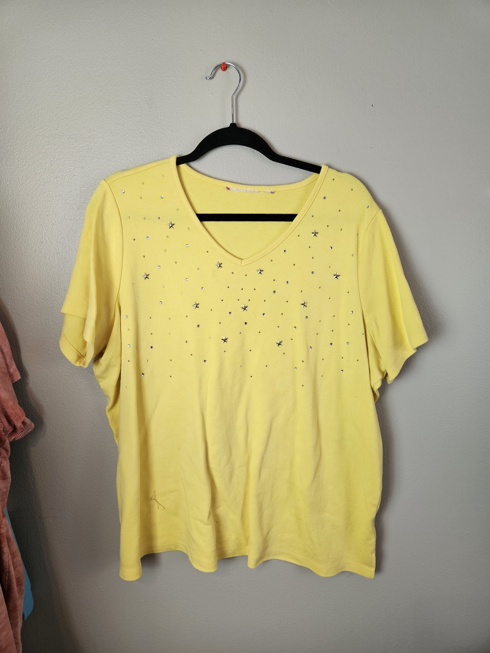 Yellow V-Neck Embellished Women's Top